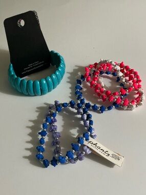 Turquoise Stretch Bracelet + Colorful Beaded Stretch Bracelets